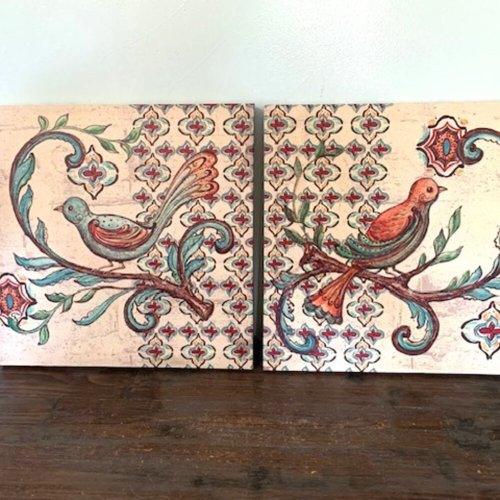 Kate McRostie Treetop Bird I & II Art Giclee Gallery Prints-Set of 2